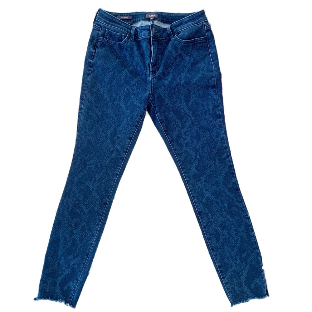 NYDJ Ami Skinny Dark Snake Print Jeans with Lift & Tuck Technology Size 10